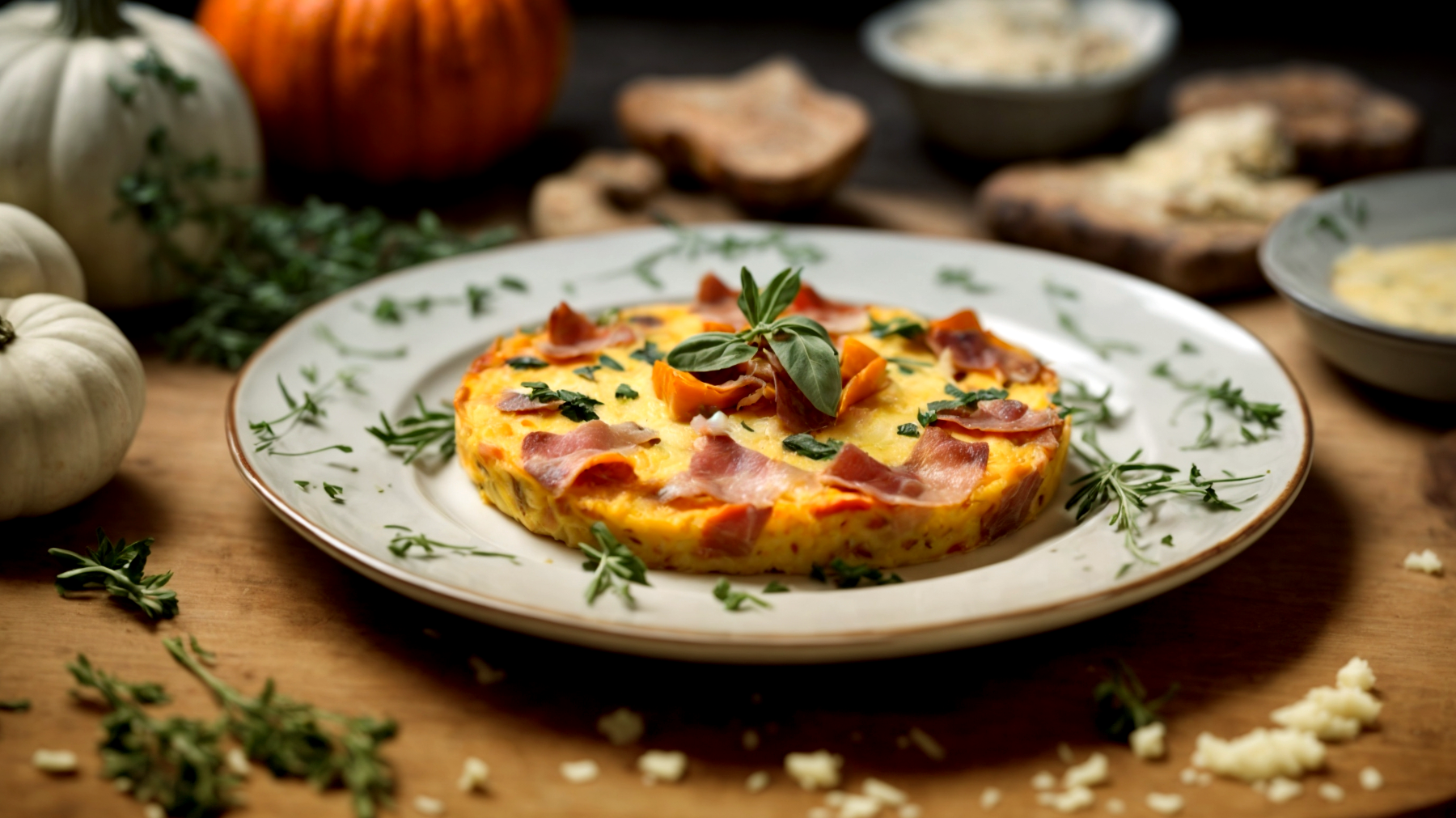 colline toscane frittata di zucca speck e pecorino"